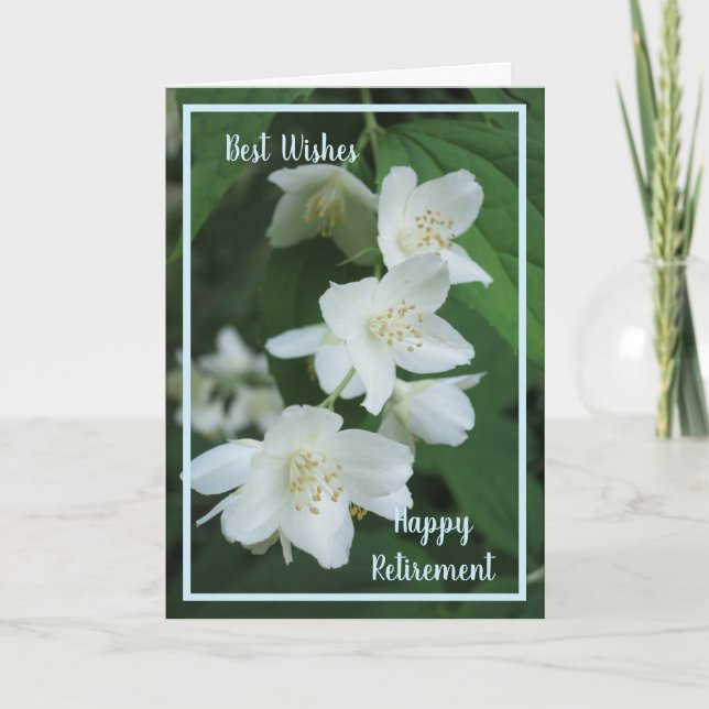 Happy Retirement Wishes Jasmine Flowers Elegant Card (Front)