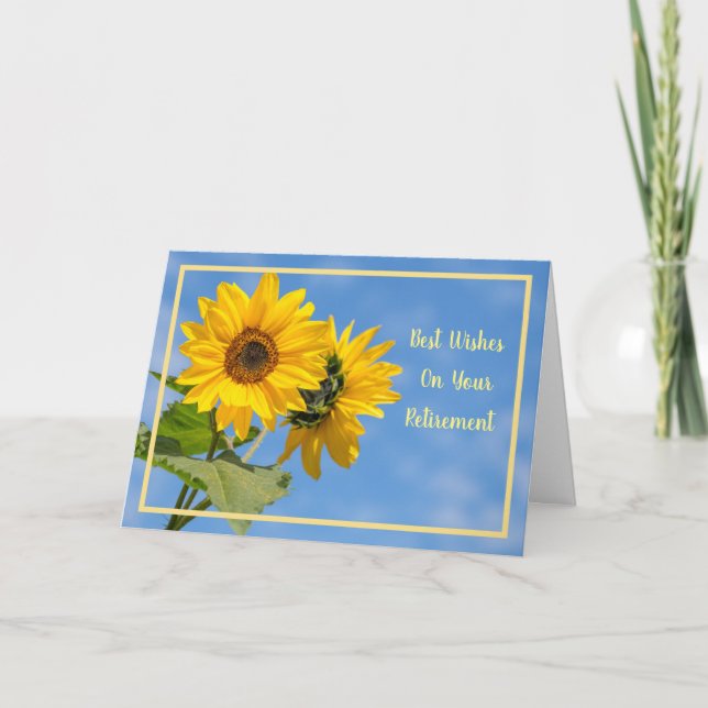 Happy Retirement Wishes Sunflowers Elegant Card (Front)