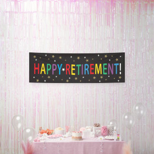 Happy Retirement with stars and bright colours Banner