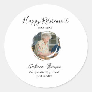 Happy retirement year name circle photo retired classic round sticker