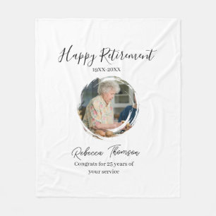 Happy retirement year name circle photo retired fleece blanket