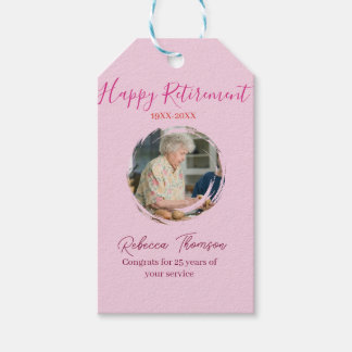 Happy retirement year name circle photo retired gift tags