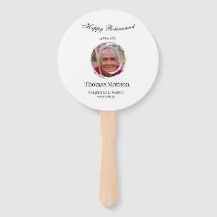 Happy retirement year name circle photo retired hand fan