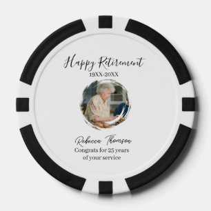 Happy retirement year name circle photo retired poker chips