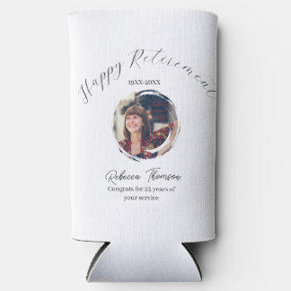 Happy retirement year name circle photo retired seltzer can cooler