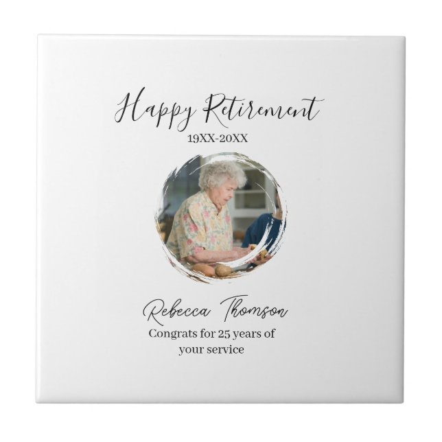Happy retirement year name circle photo retired tile (Front)