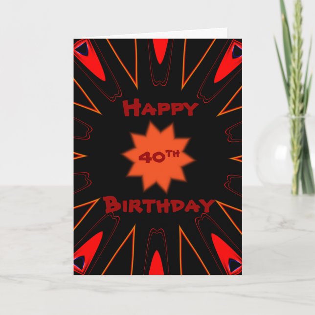Happy Retro 40th Birthday Greeting Card (Front)