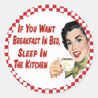 Happy Retro Breakfast in Bed Housewife Stickers
