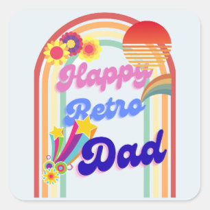 Happy Retro Dad Square Sticker