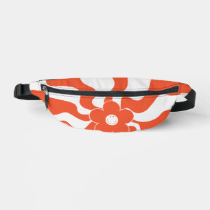 Happy Retro Daisy in Orange and White  Bum Bags