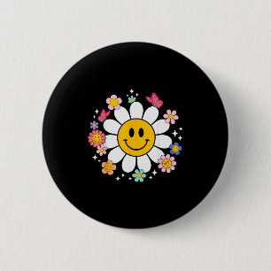 Happy Retro Daisy Smile Face Preppy Aesthetic Men  6 Cm Round Badge