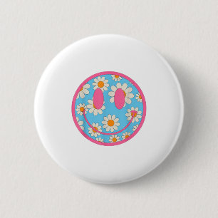 Happy Retro Daisy Smile Face Preppy Aesthetic Men 6 Cm Round Badge