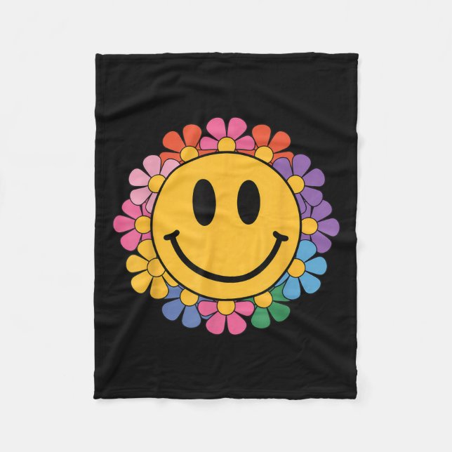 Happy Retro Daisy Smile Face Preppy Aesthetic Men  Fleece Blanket (Front)