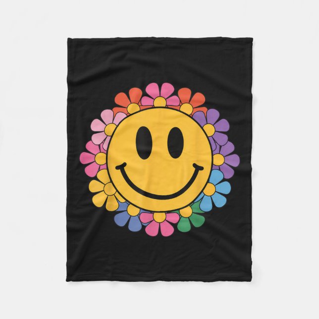 Happy Retro Daisy Smile Face Preppy Aesthetic Men  Fleece Blanket (Front)
