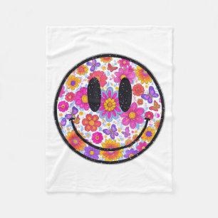 Happy Retro Daisy Smile Face Preppy Aesthetic Men  Fleece Blanket
