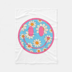 Happy Retro Daisy Smile Face Preppy Aesthetic Men Fleece Blanket