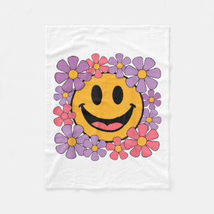 Happy Retro Daisy Smile Face Preppy Aesthetic Men  Fleece Blanket