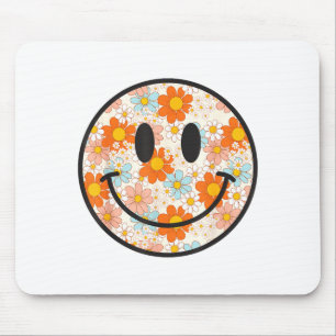 Happy Retro Daisy Smile Face Preppy Aesthetic Men Mouse Mat