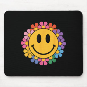 Happy Retro Daisy Smile Face Preppy Aesthetic Men Mouse Mat