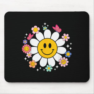 Happy Retro Daisy Smile Face Preppy Aesthetic Men  Mouse Mat