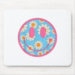 Happy Retro Daisy Smile Face Preppy Aesthetic Men Mouse Mat