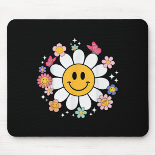 Happy Retro Daisy Smile Face Preppy Aesthetic Men Mouse Mat
