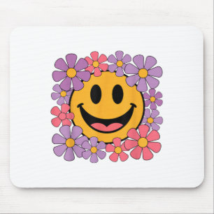 Happy Retro Daisy Smile Face Preppy Aesthetic Men Mouse Mat