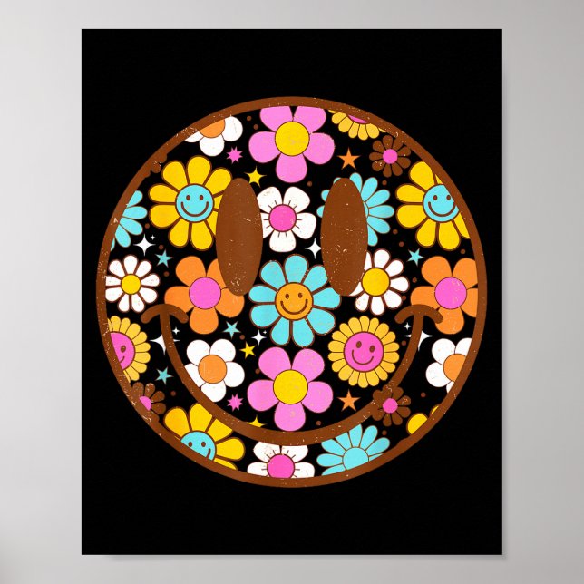 Happy Retro Daisy Smile Face Preppy Aesthetic Men  Poster (Front)