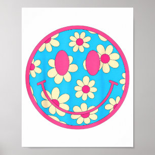 Happy Retro Daisy Smile Face Preppy Aesthetic Men  Poster