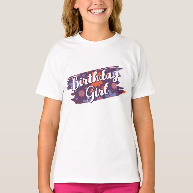   Happy Retro Flowers 70s Daisy Cute Birthday Girl T-Shirt (Front)