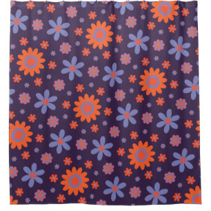 Happy Retro Flowers Cute 70s Hippie Daisy Pattern Shower Curtain