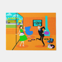 Happy Retro Parents Door Mat