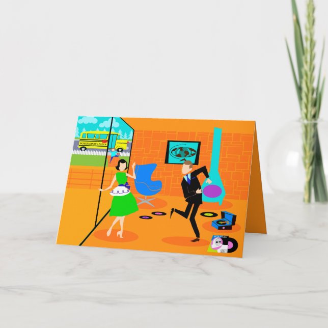 Happy Retro Parents Greeting Card (Front)