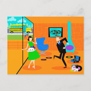 Happy Retro Parents Postcard