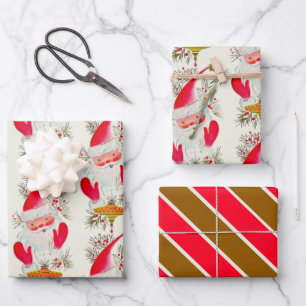 Happy Retro Santa Wrapping Paper Sheet