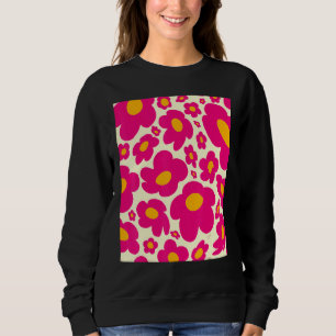 Happy Retro Vintage Pink Peace Flowers Sweatshirt