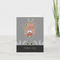 Happy Robot & Springs Thank You Note Card