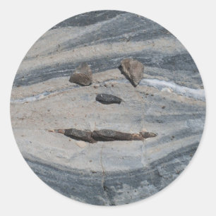 Happy Rock Face Classic Round Sticker