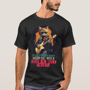 Happy Rock'n Cat with electric Guitar for Rock'n R T-Shirt