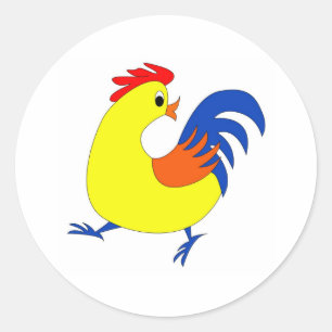 Happy Rooster Classic Round Sticker