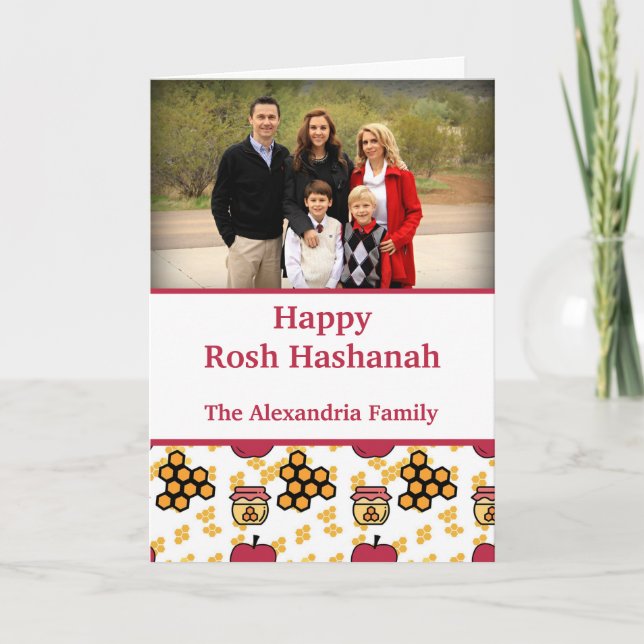 Happy Rosh Hashanah Jewish New Year custom photo Holiday Card (Front)