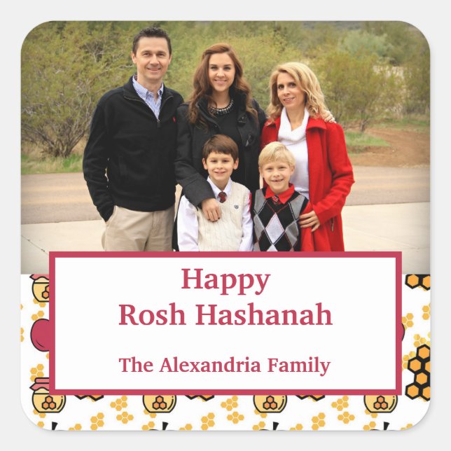 Happy Rosh Hashanah Jewish New Year custom photo Square Sticker (Front)