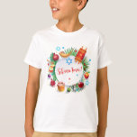 Happy Rosh Hashanah Jewish New Year Honey & Apple T-Shirt<br><div class="desc">Happy Rosh Hashanah Jewish New Year Holiday symbols. Torah, Honey and apple, shofar, pomegranate, star of David, gold honeycomb, star of David, Israeli Star, background, Rosh Hashana, traditional fruits, floral frame, vintage, autumn, sukkot. Judaica. Hand Drawn Watercolor. Clothing & Shoes > Kids > Boys > Clothing > Tops & T-Shirts...</div>