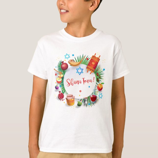 Happy Rosh Hashanah Jewish New Year Honey & Apple T-Shirt (Front)