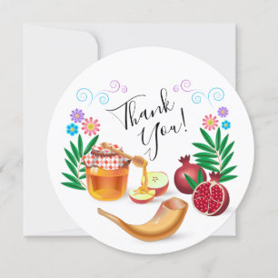 Happy Rosh Hashanah Jewish New Year Honey & Apple Thank You Card
