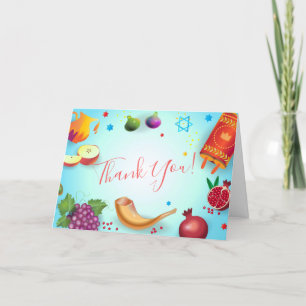 Happy Rosh Hashanah Jewish New Year Honey & Apple Thank You Card