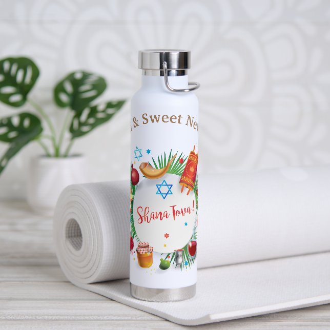 Happy Rosh Hashanah Jewish New Year Honey & Apple Water Bottle (Yoga)