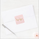 Happy Rosh Hashanah Jewish New Year Vintage Square Sticker<br><div class="desc">Happy Rosh Hashanah Jewish New Year Holiday symbols. Shana Tova! Hebrew Wishes gold text. Floral Elegand decorative frame,  gold ribbon banner,  gold confetti,  pink background,  Rosh hashana,  traditional,  decoration vintage,  luxury,  autumn,  sukkot. Judaica. Crafts & Party Supplies > Gift Wrapping Supplies > Stickers & Labels,  seasonal.</div>