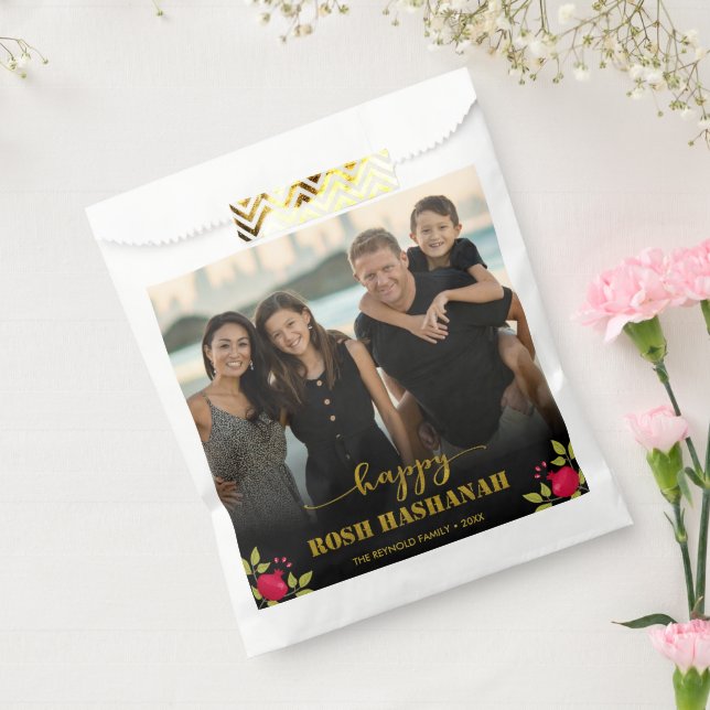 Happy Rosh Hashanah Luxury Gold Script Photo Favour Bags (Sealed)