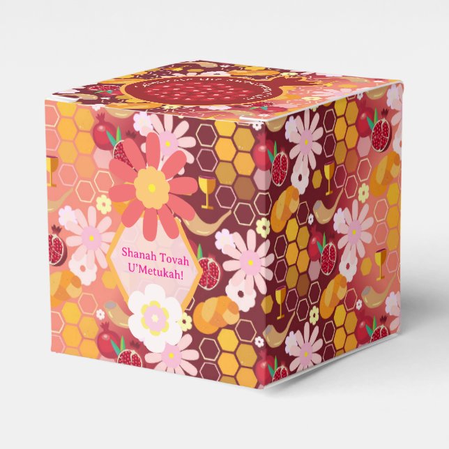 Happy Rosh Hashanah pattern personalised Favour Bo Favour Box (Front Side)